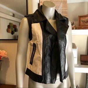 Bar III Faux leather Canvas vest